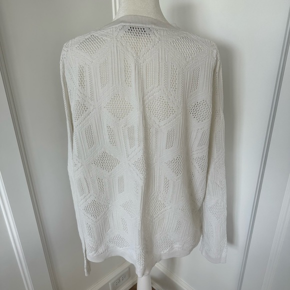 Loft Womens White Tribal Pattern Loose Knit Cotton Lightweight Sweater Sz Large - Picture 3 of 8